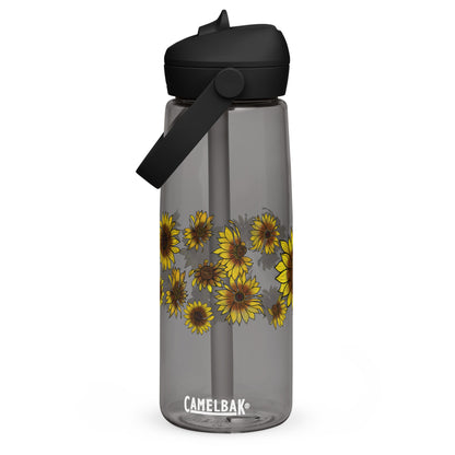 Sunflowers Flip Straw Water Bottle charcoal