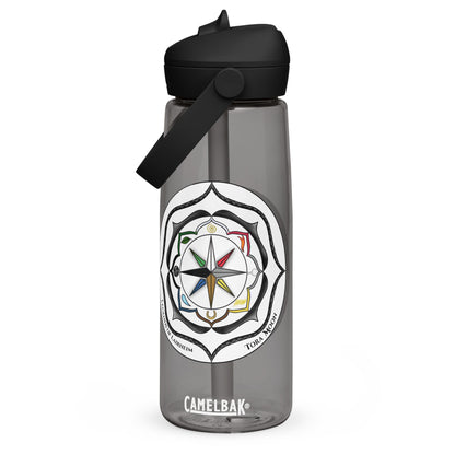 Black Talent Mandala Flip Straw Water Bottle charcoal