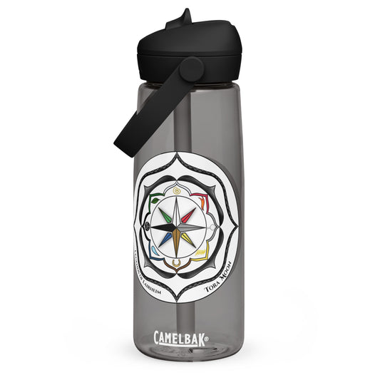 Black Talent Mandala Flip Straw Water Bottle charcoal