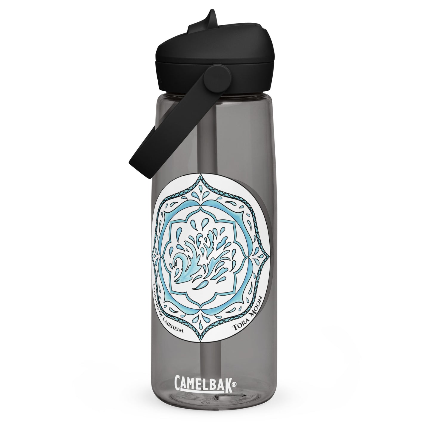 Blue Talent Mandala Flip Straw Water Bottle charcoal