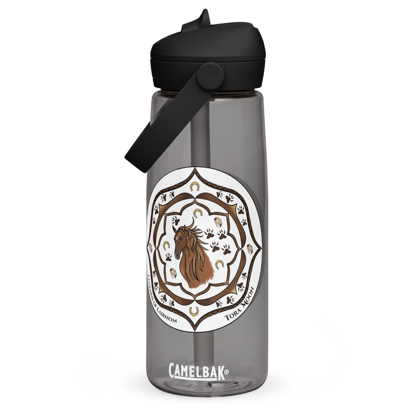 Brown Talent Mandala Flip Straw  Water Bottle charcoal
