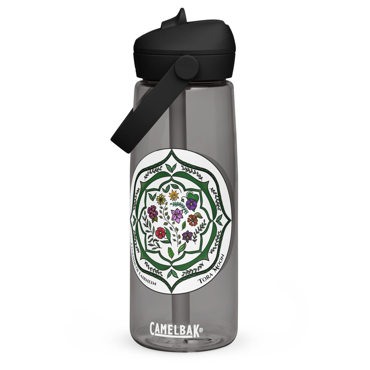 Green Talent Mandala Flip Straw Water Bottle charcoal