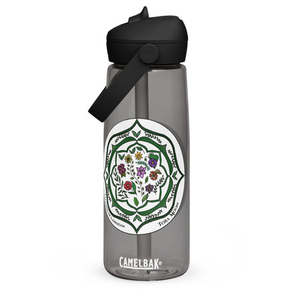 Green Talent Mandala Flip Straw Water Bottle charcoal