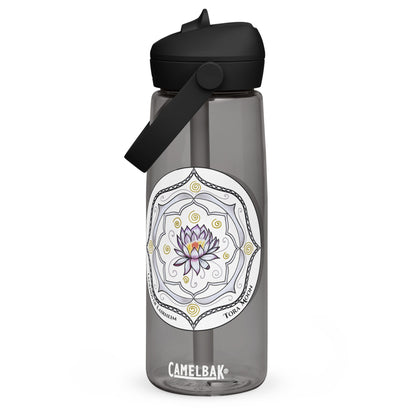 White Talent Mandala Flip Straw Water Bottle charcoal