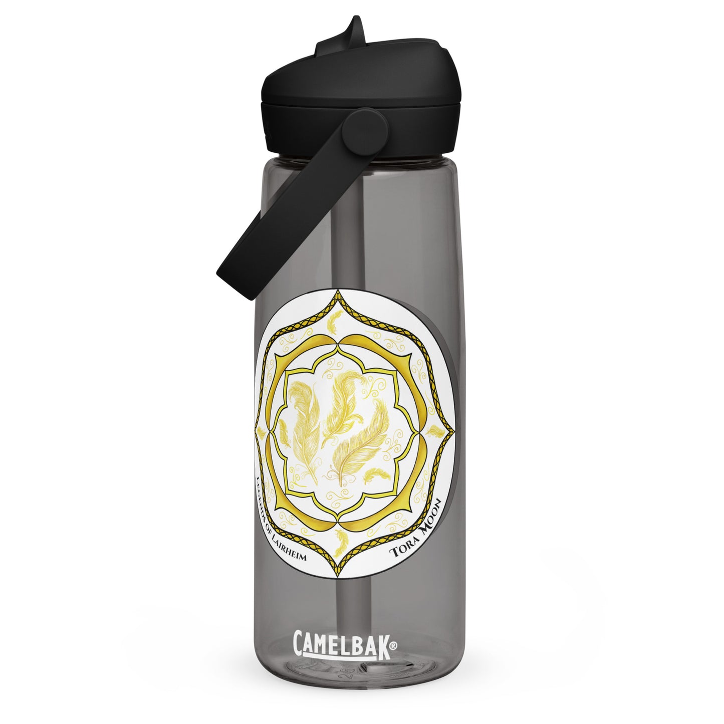 Yellow Talent Mandala Flip Straw Water Bottle charcoal