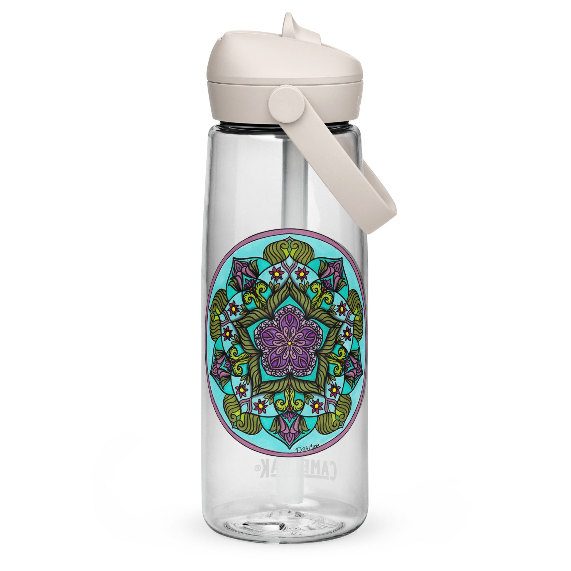 Sacred Harmony Pentagram Mandala Flip Straw Water Bottle clear