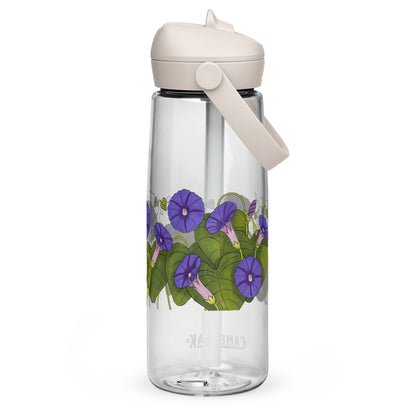 Morning Glories Flip Straw Water Bottle clear