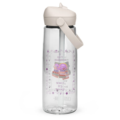 Whimsical Purple Book Hoarding Dragon Flip Straw Water Bottle clear
