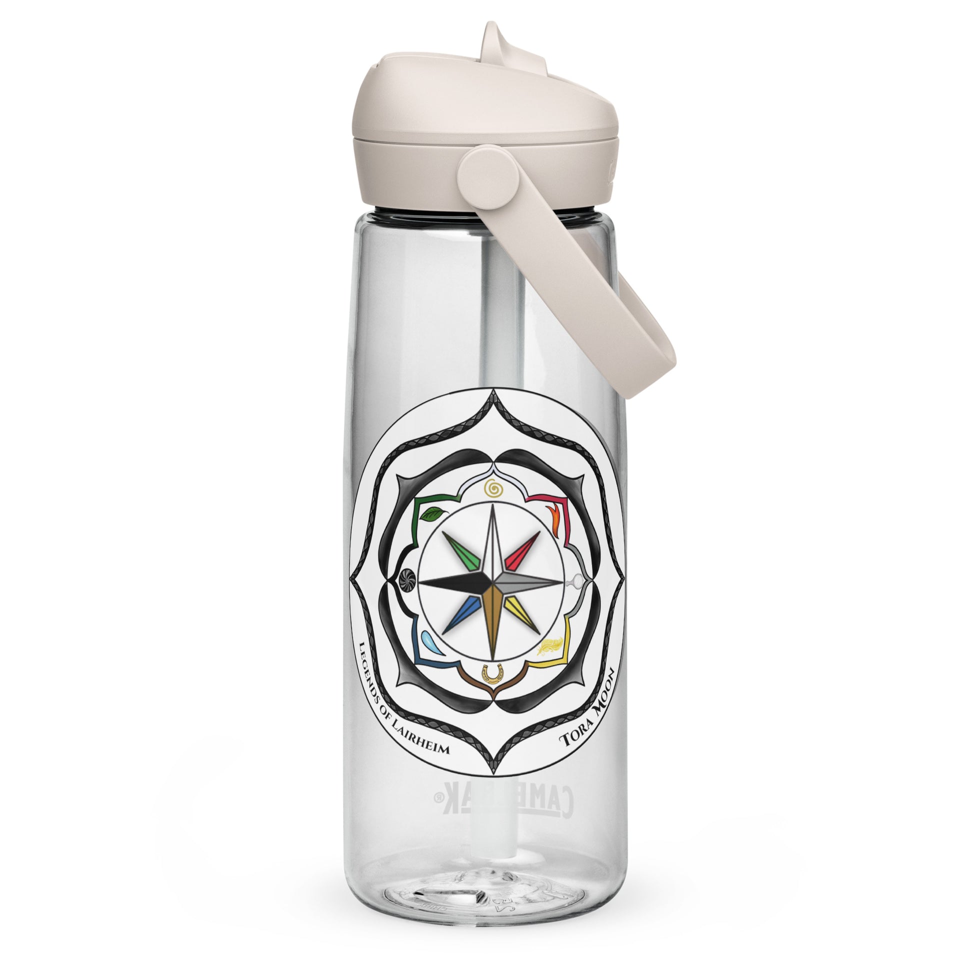 Black Talent Mandala Flip Straw Water Bottle clear