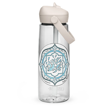 Blue Talent Mandala Flip Straw Water Bottle clear