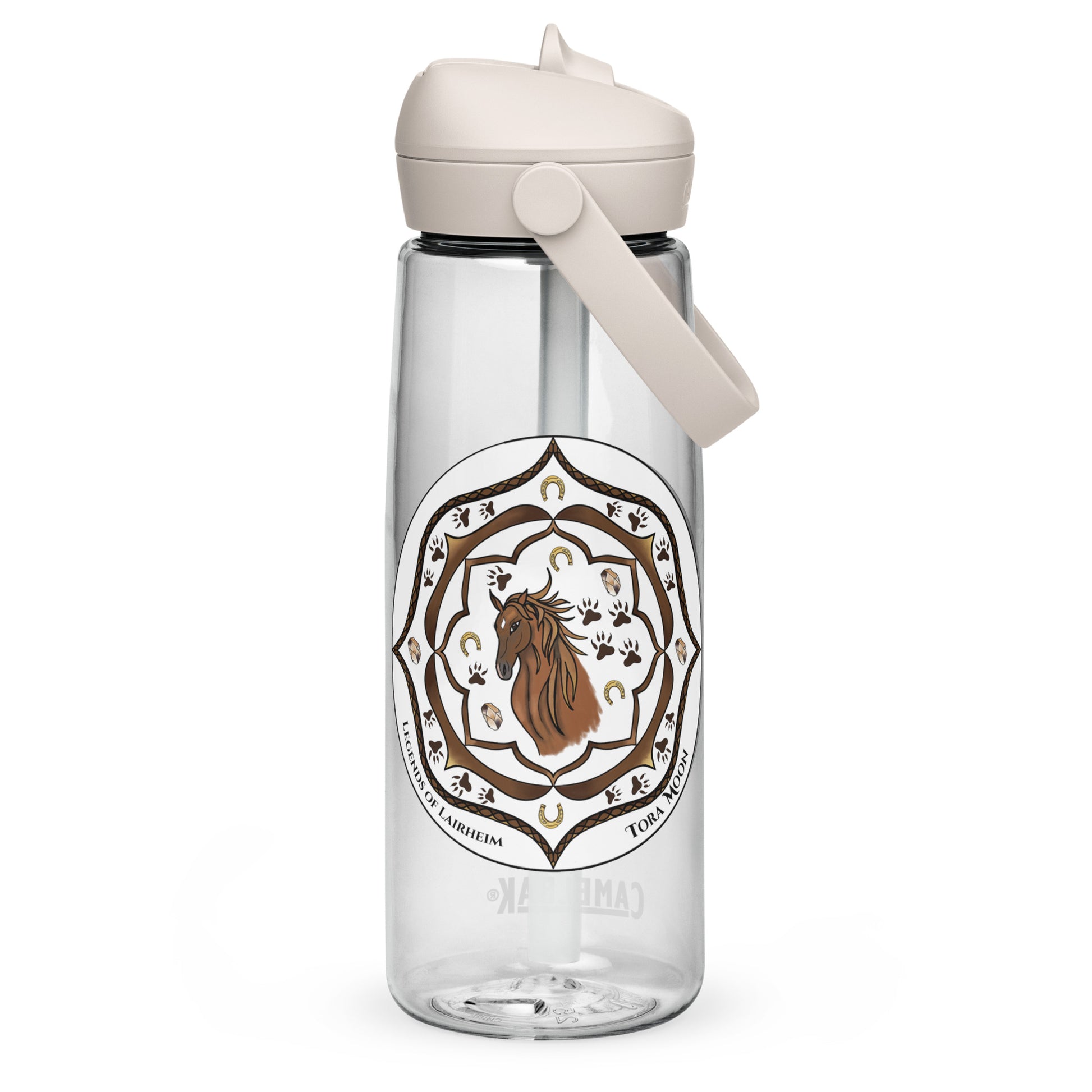 Brown Talent Mandala Flip Straw  Water Bottle clear