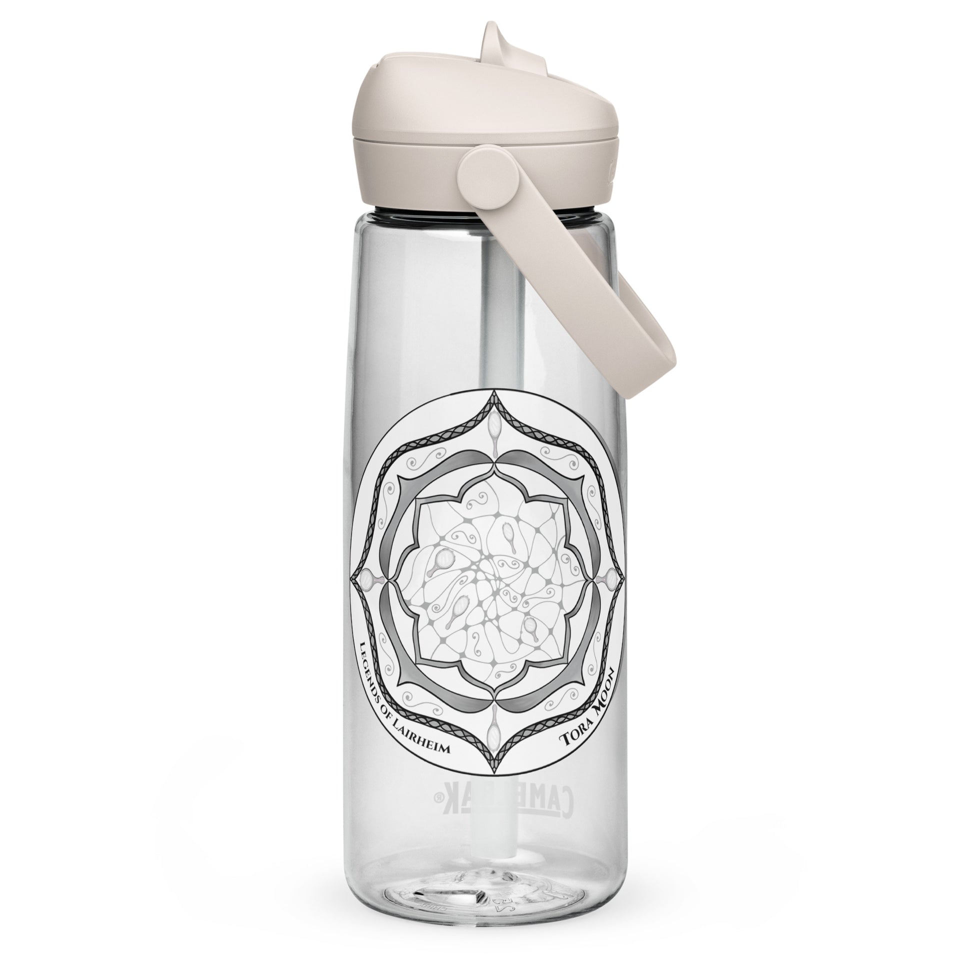Gray Talent Mandala Flip Straw Water Bottle clear