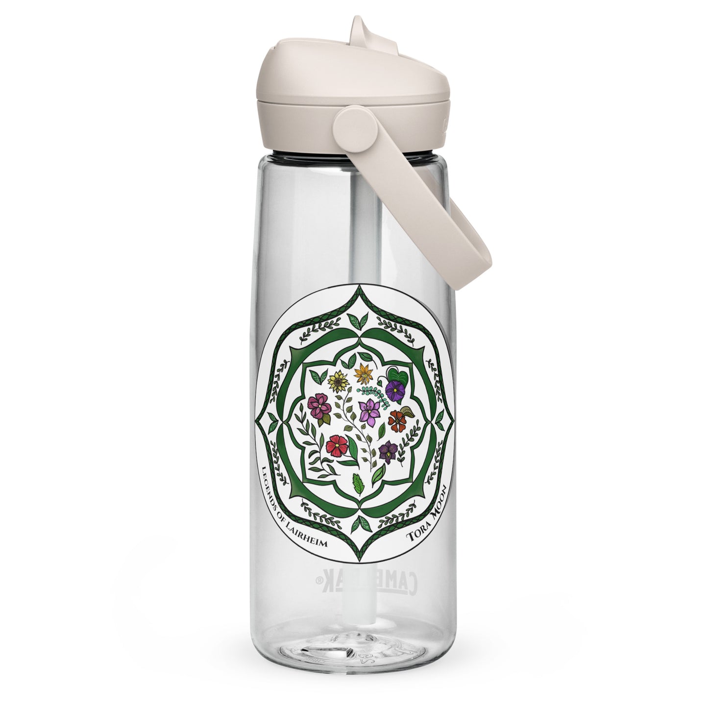 Green Talent Mandala Flip Straw Water Bottle clear