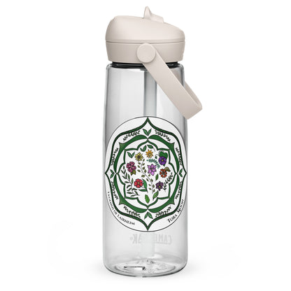 Green Talent Mandala Flip Straw Water Bottle clear