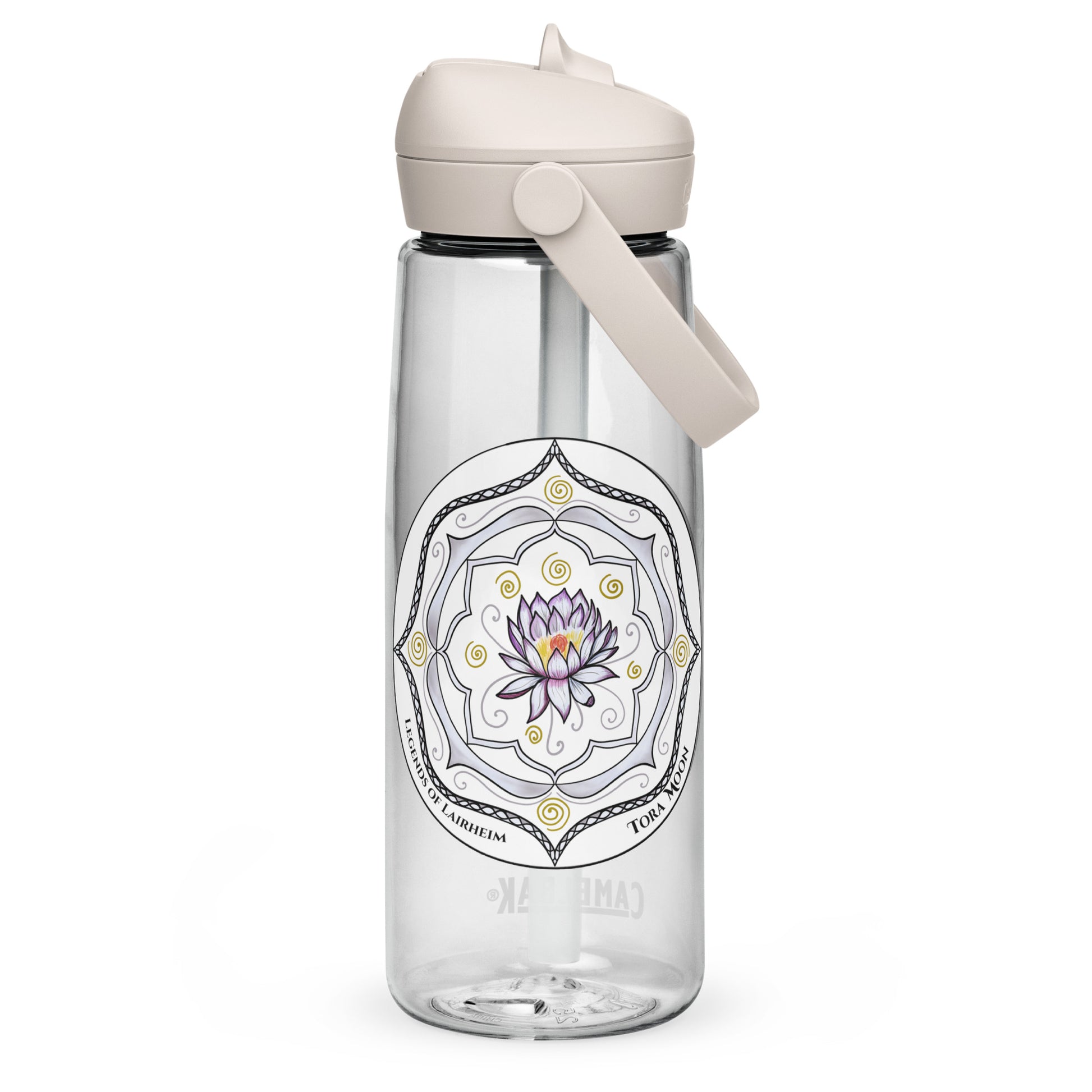 White Talent Mandala Flip Straw Water Bottle clear
