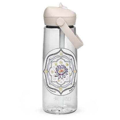 White Talent Mandala Flip Straw Water Bottle clear