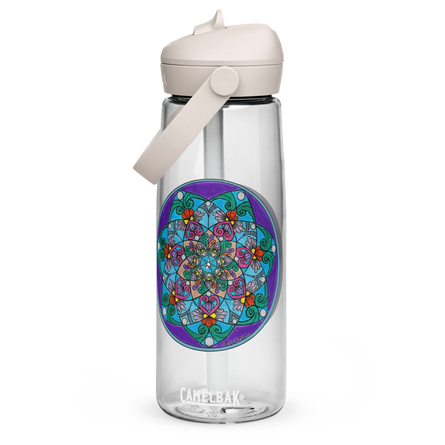 Elemental 7-Petal Mandala Flip Straw Water Bottle clear