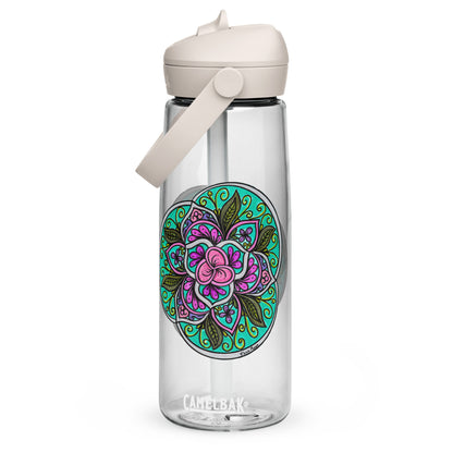 Triquetra Bloom Mandala Flip Straw Water Bottle clear