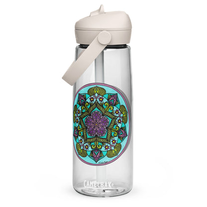 Sacred Harmony Pentagram Mandala Flip Straw Water Bottle clear