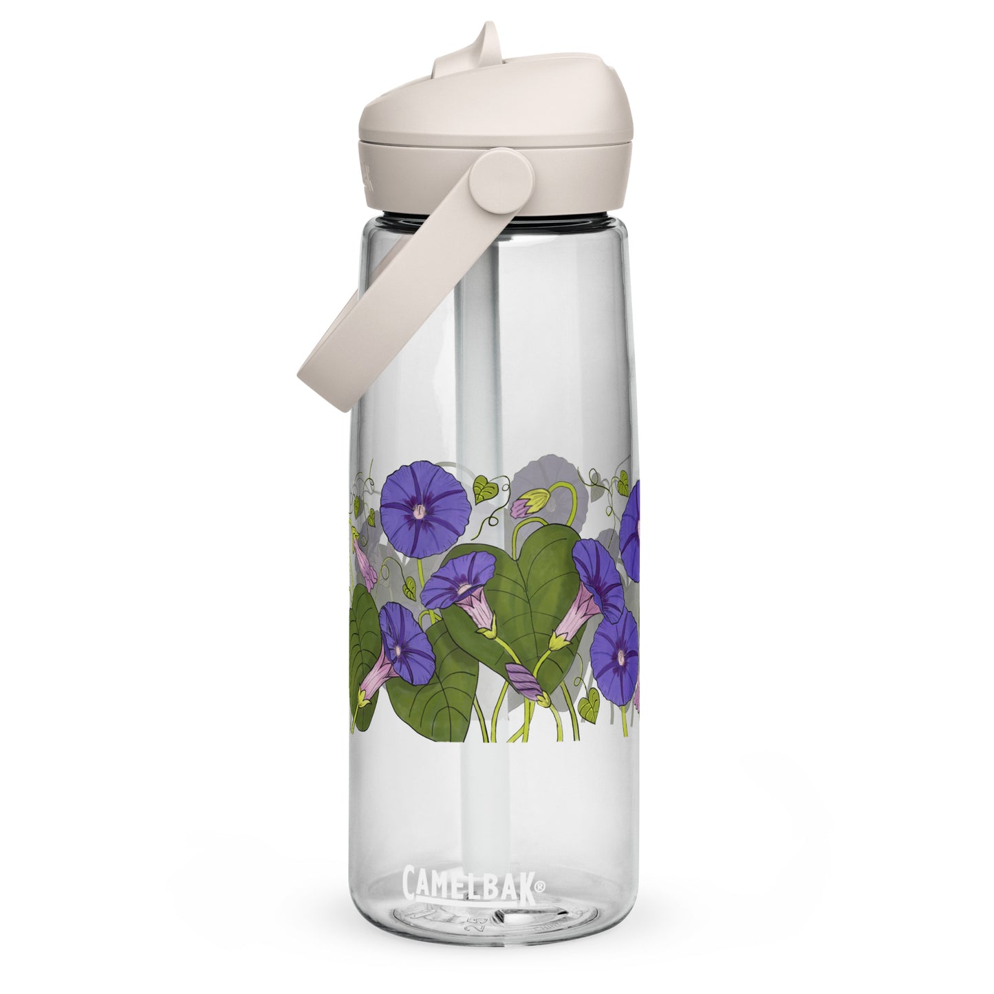 Morning Glories Flip Straw Water Bottle clear