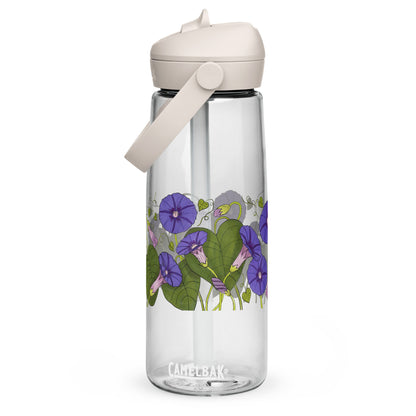 Morning Glories Flip Straw Water Bottle clear