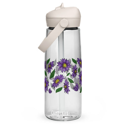 Purple Daisies Flip Straw Water Bottle clear