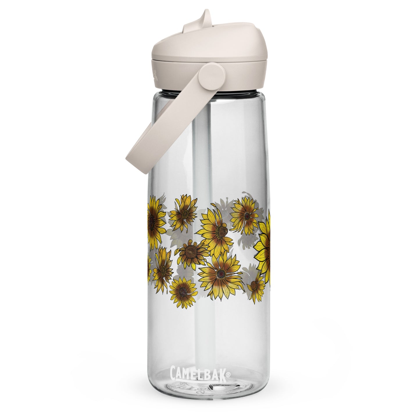 Sunflowers Flip Straw Water Bottle clear