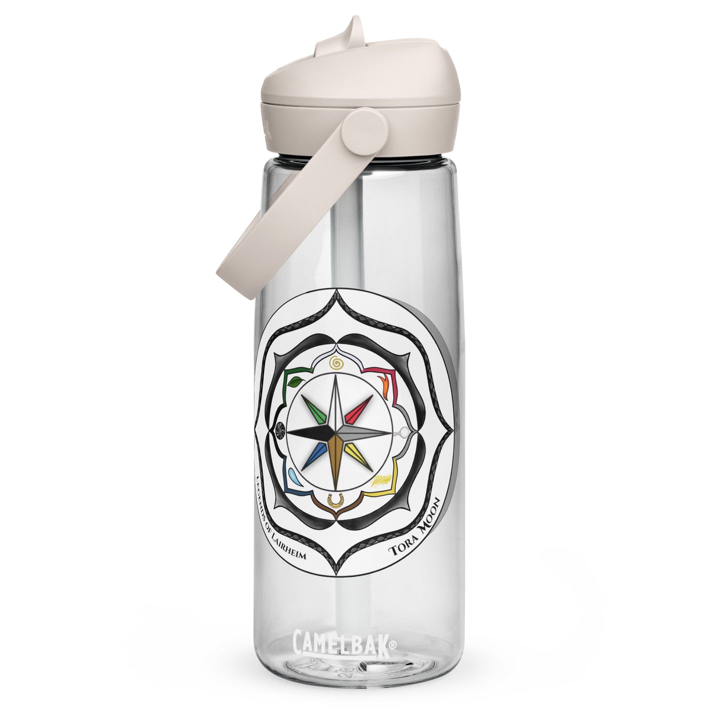 Black Talent Mandala Flip Straw Water Bottle clear