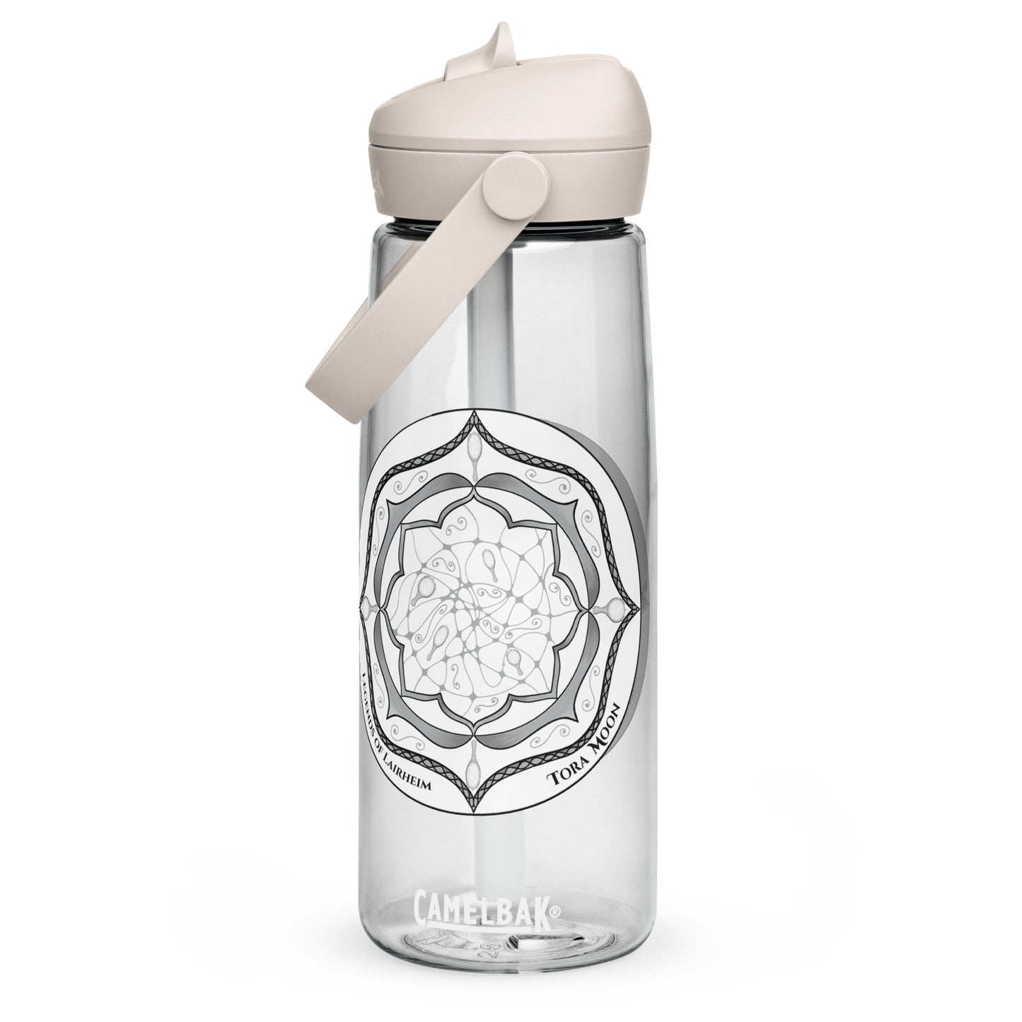 Gray Talent Mandala Flip Straw Water Bottle clear