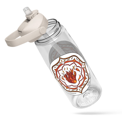 Red Talent Mandala Flip Straw Water Bottle clear