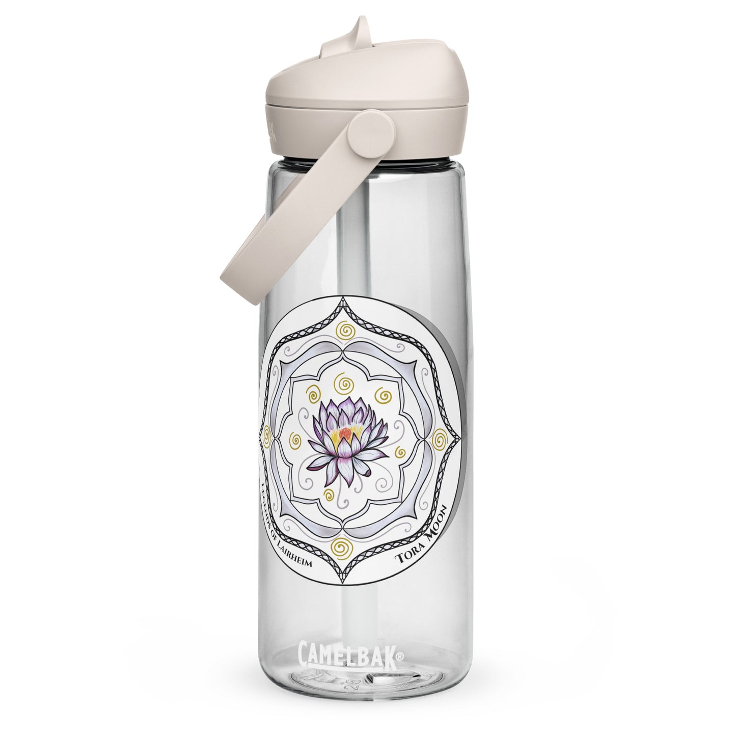 White Talent Mandala Flip Straw Water Bottle clear