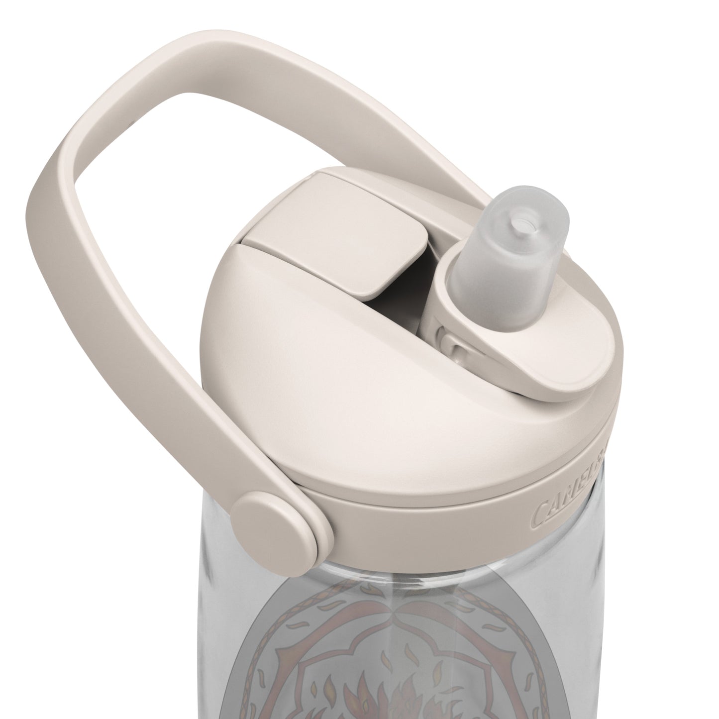 Red Talent Mandala Flip Straw Water Bottle top clear