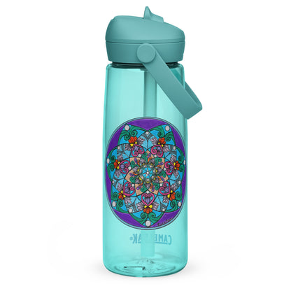 Elemental 7-Petal Mandala Flip Straw Water Bottle cove