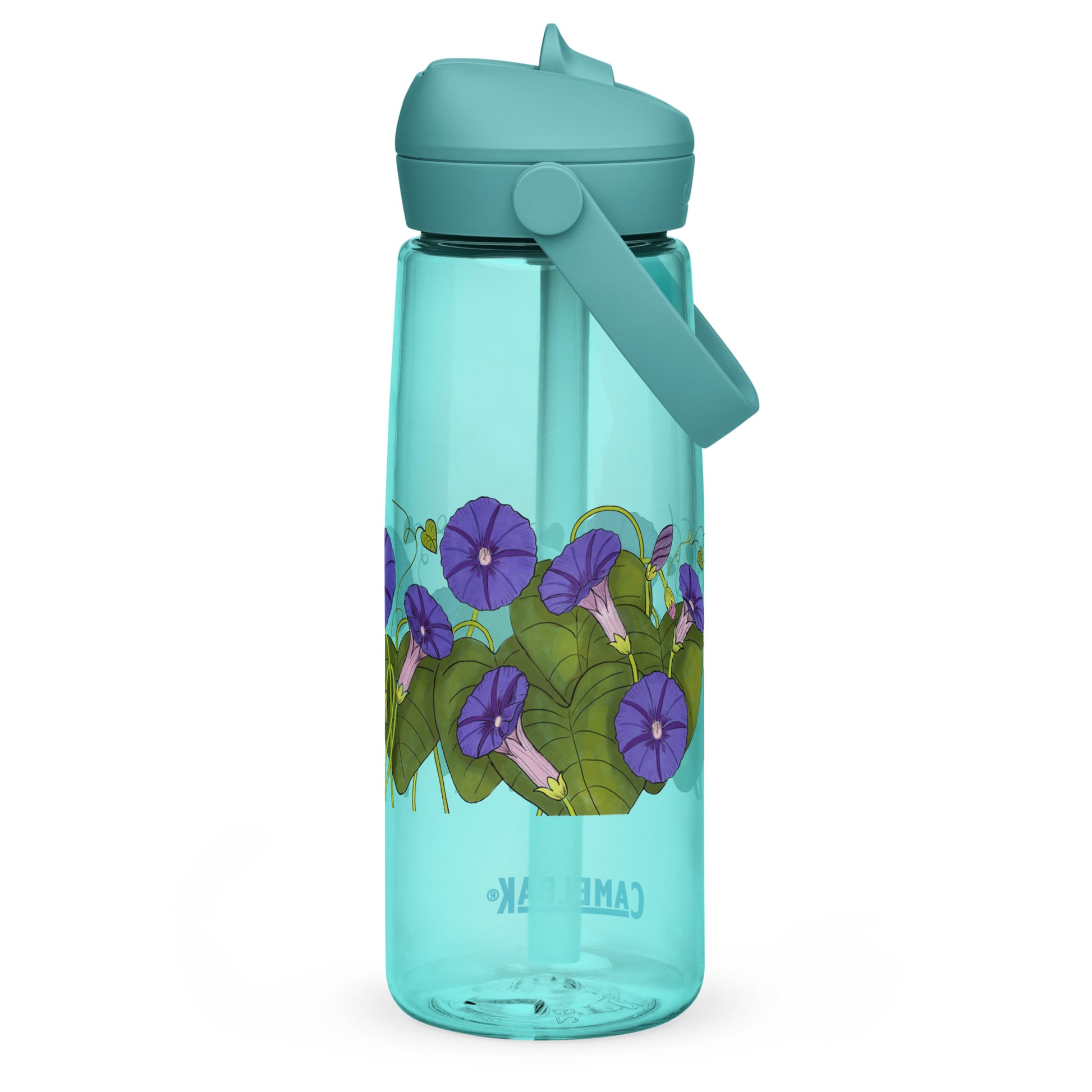 Morning Glories Flip Straw Water Bottle cove blue