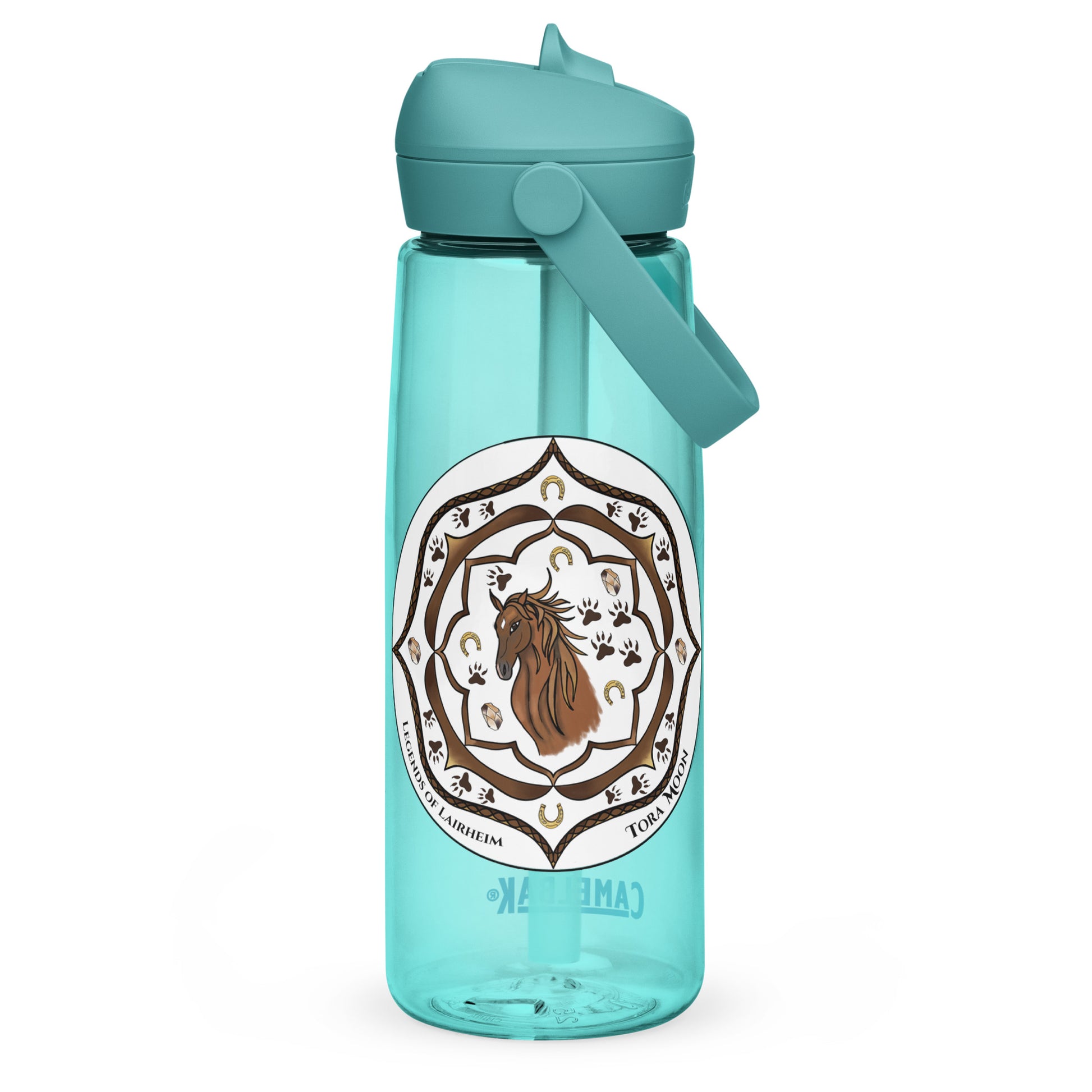 Brown Talent Mandala Flip Straw  Water Bottle cove blue