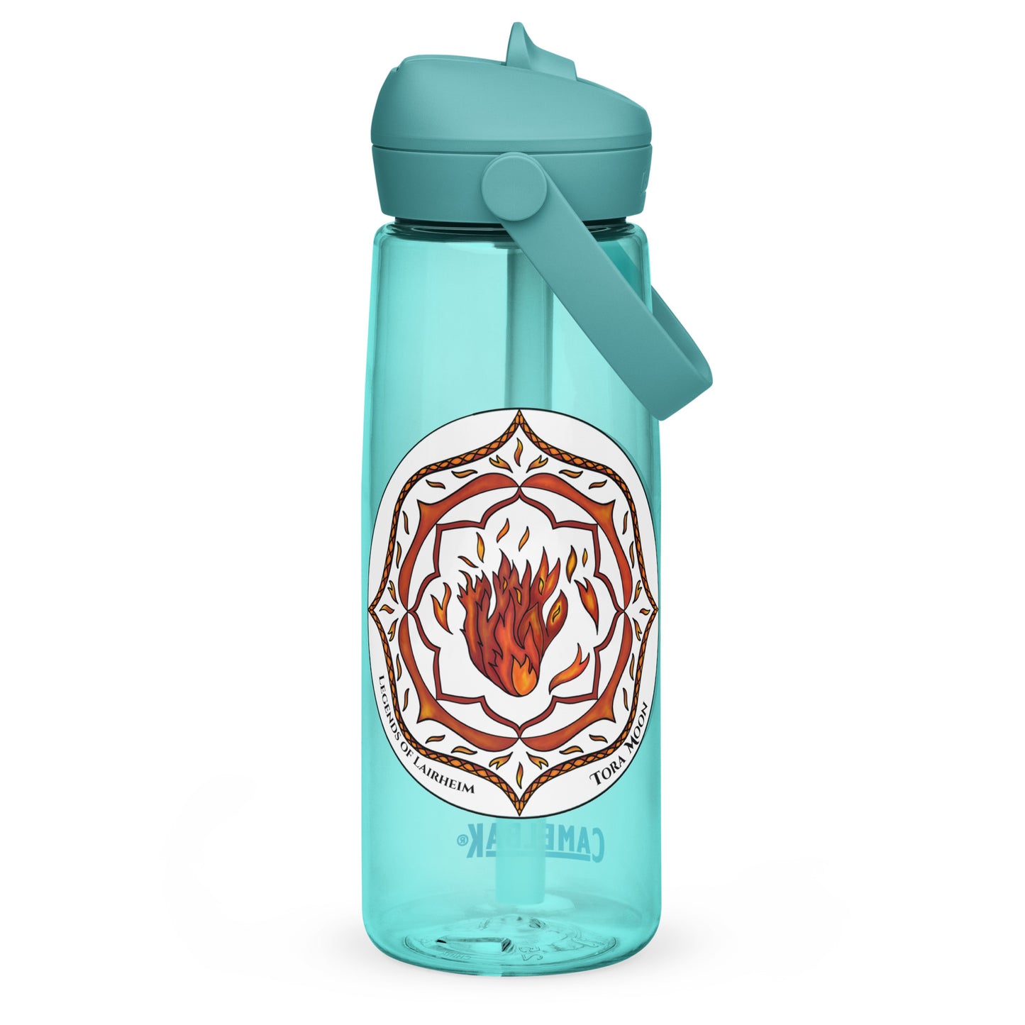 Red Talent Mandala Flip Straw Water Bottle cove blue