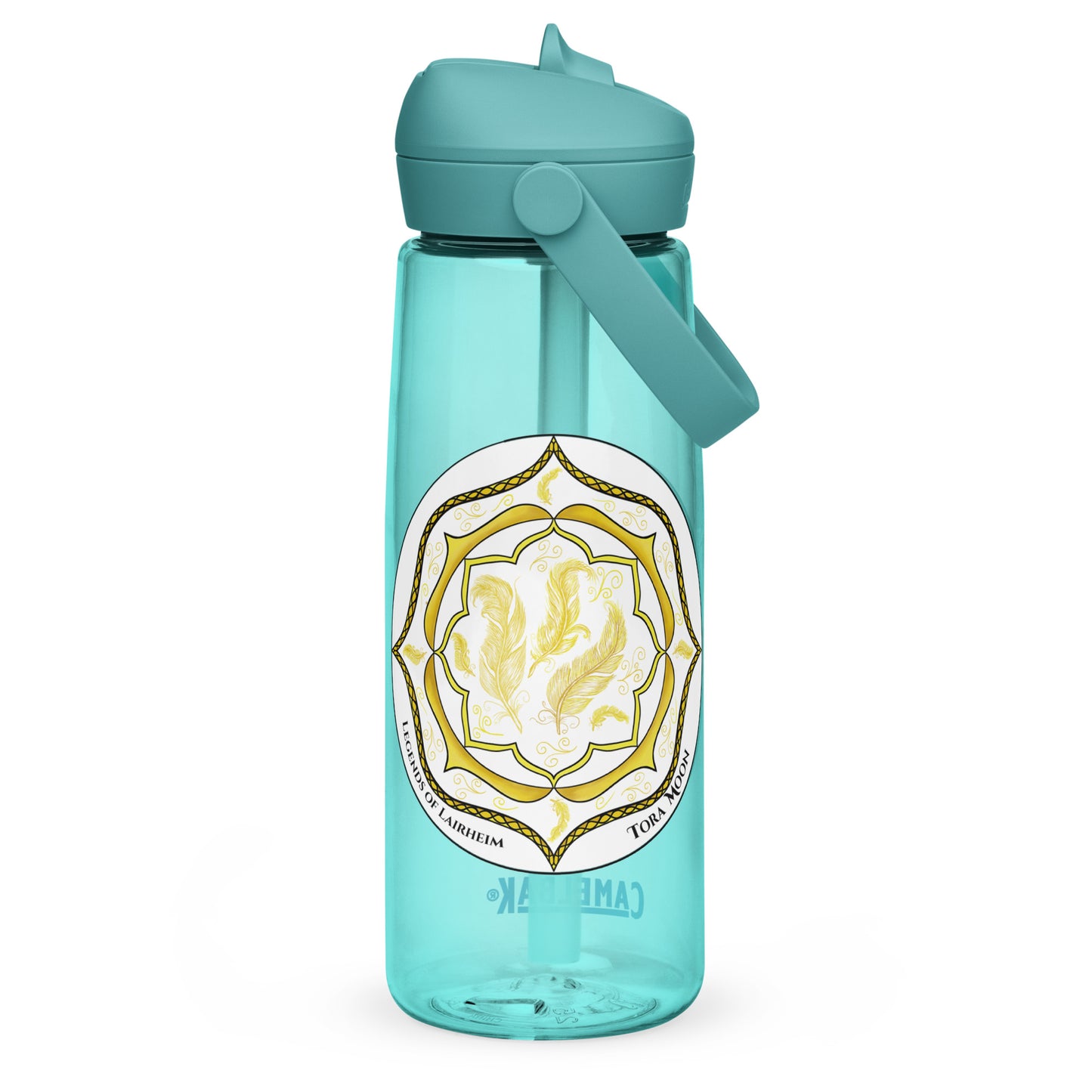 Yellow Talent Mandala Flip Straw Water Bottle cove blue