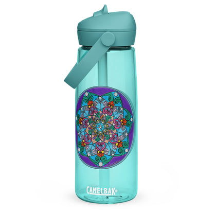 Elemental 7-Petal Mandala Flip Straw Water Bottle-cove