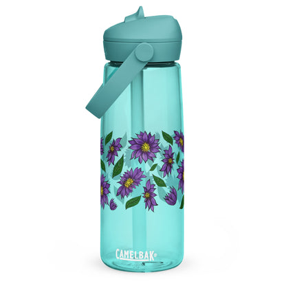 Purple Daisies Flip Straw Water Bottle cove blue