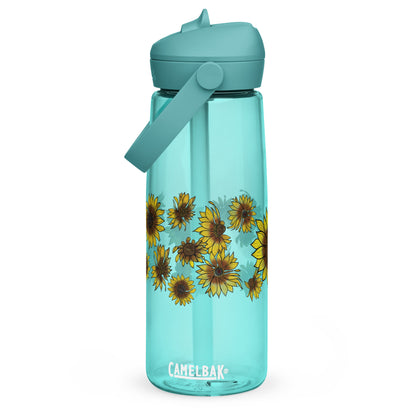 Sunflowers Flip Straw Water Bottle cove blue