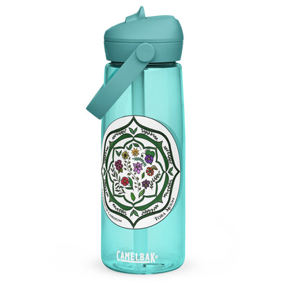 Green Talent Mandala Flip Straw Water Bottle cove blue