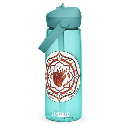 Red Talent Mandala Flip Straw Water Bottle cove blue