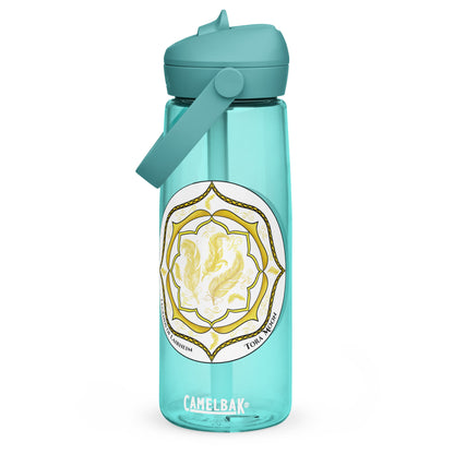 Yellow Talent Mandala Flip Straw Water Bottle cove blue