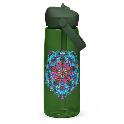 Enchanted Wings Mandala Flip Straw Water Bottle forest green