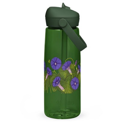 Morning Glories Flip Straw Water Bottle forest green