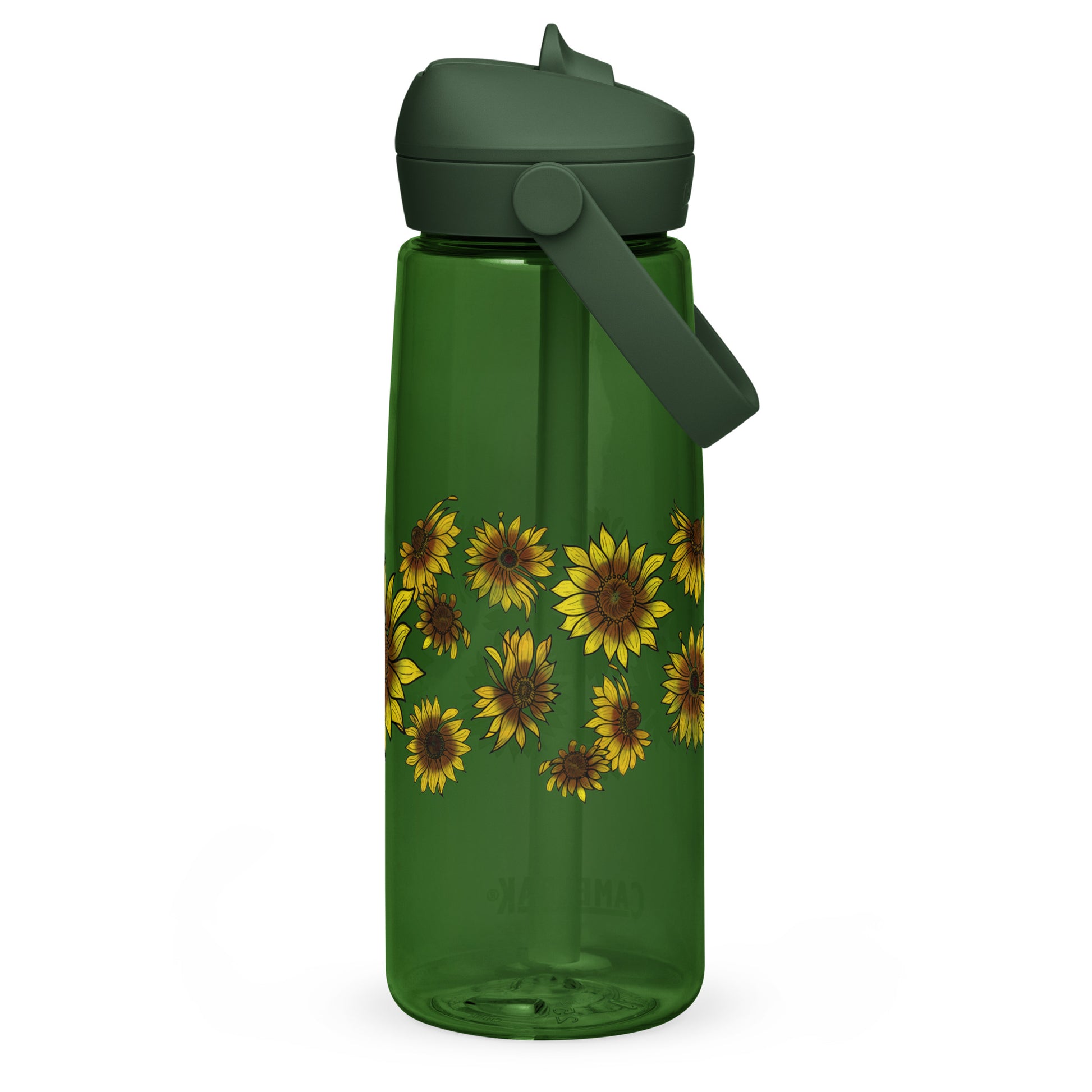Sunflowers Flip Straw Water Bottle forest green