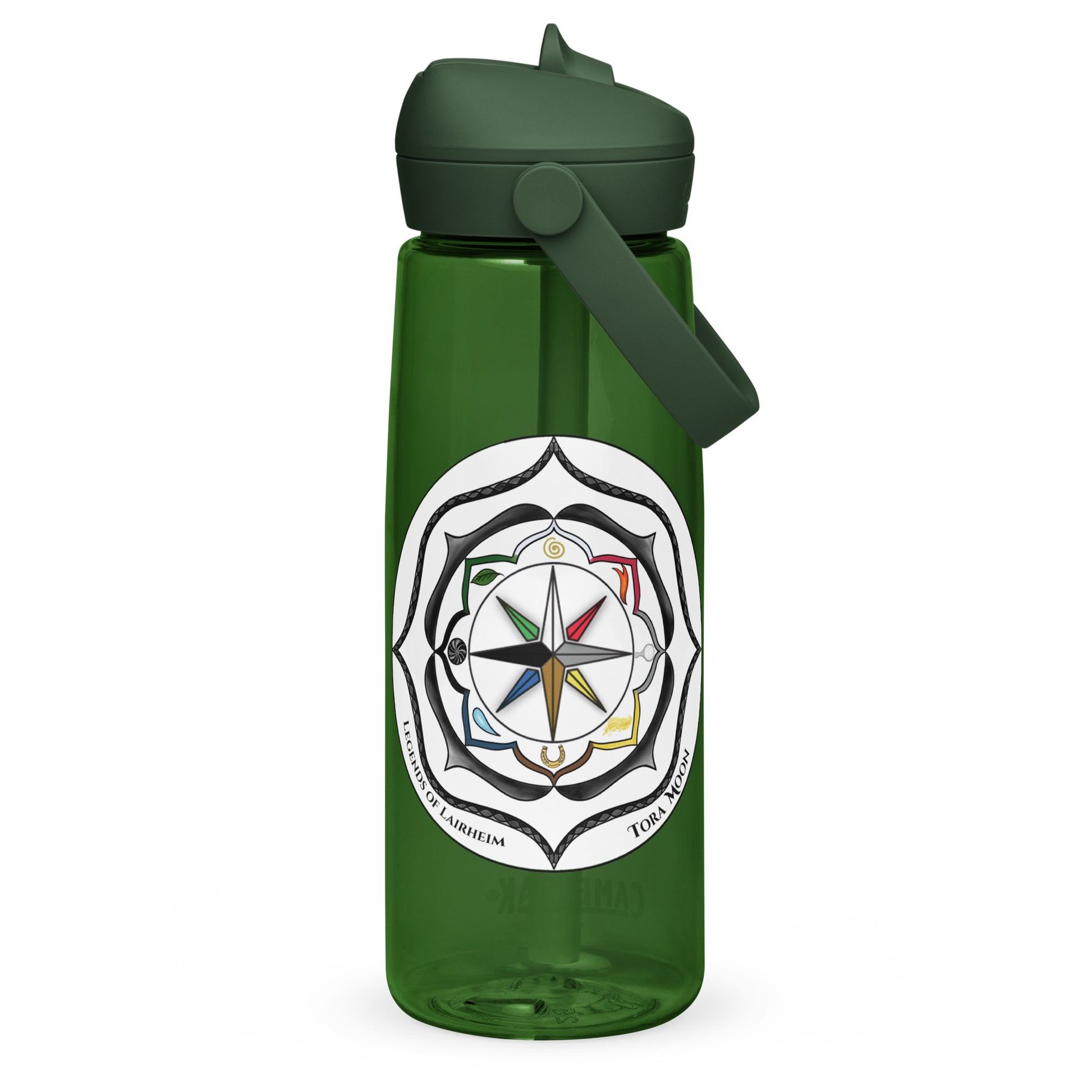 Black Talent Mandala Flip Straw Water Bottle forest green
