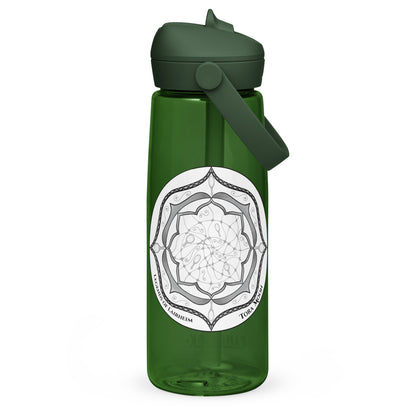 Gray Talent Mandala Flip Straw Water Bottle forest green
