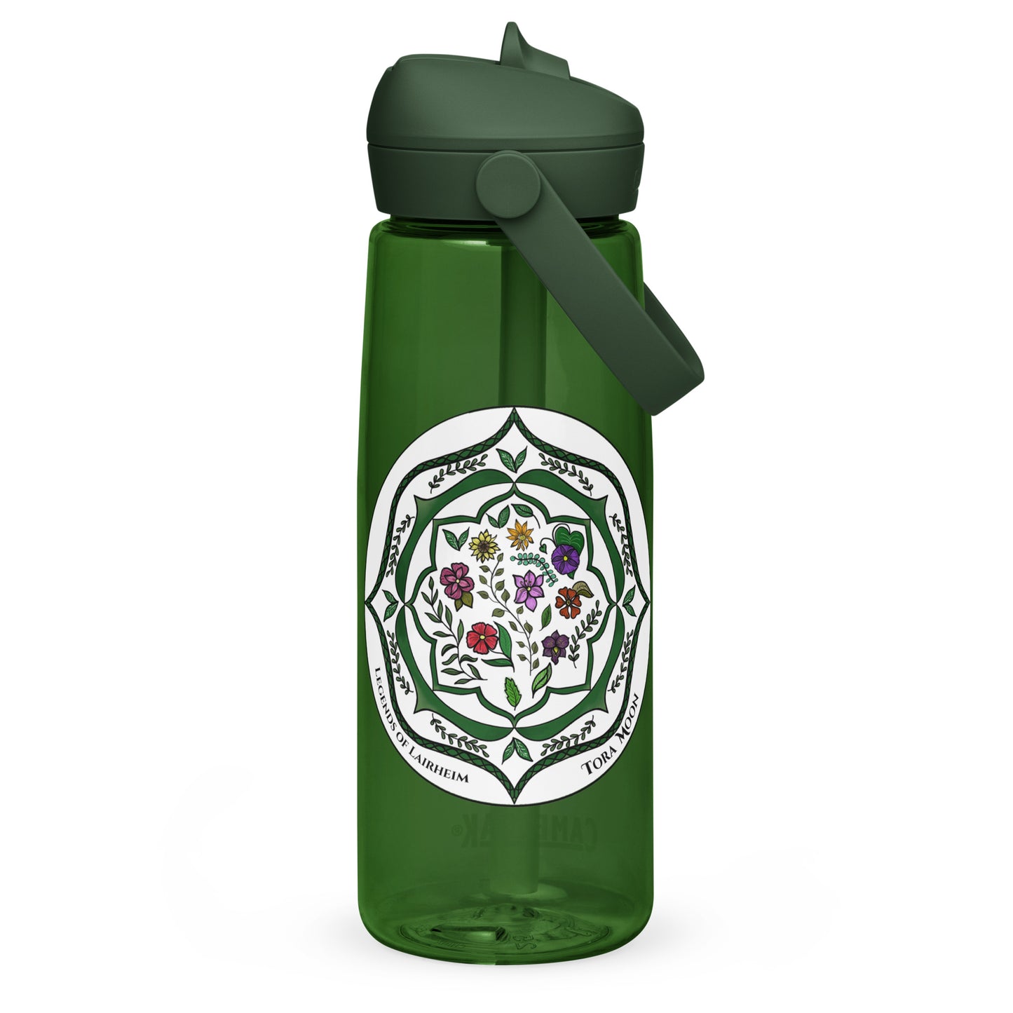 Green Talent Mandala Flip Straw Water Bottle forest green