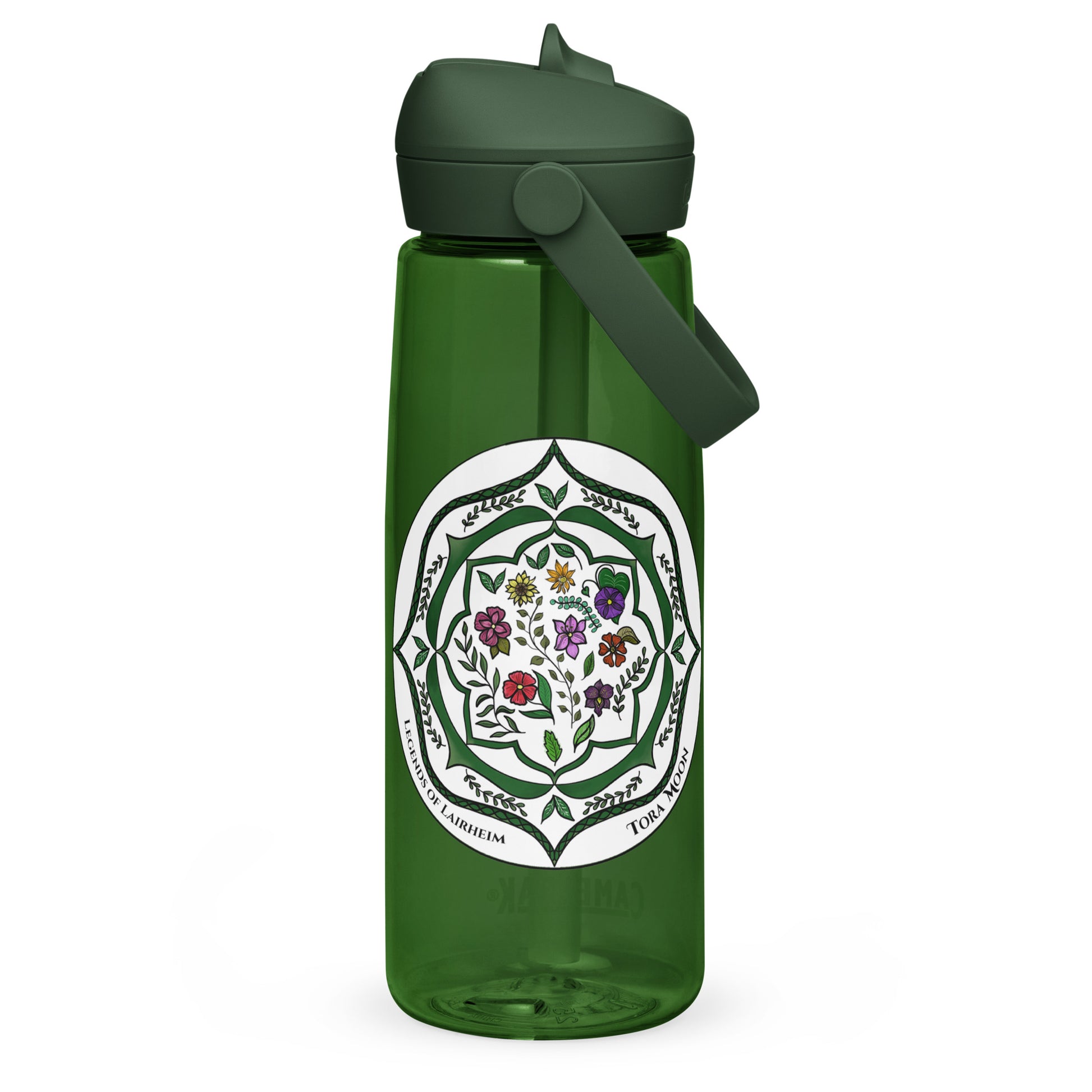 Green Talent Mandala Flip Straw Water Bottle forest green